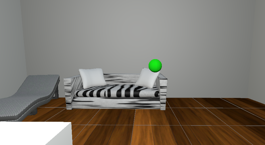 Green spheres as shown will spawn throughout the room randomly one-by-one.